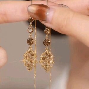 Shiny Zircon Geometric Chain Earrings for Women