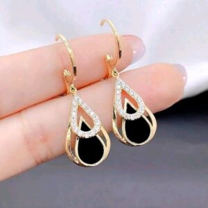 1 Pair Black Water Drop Earrings for Women