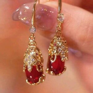 Lily Brown Elegant Gold Rhinestones Animal Earrings Women’s Rhinestones Dangle Earrings