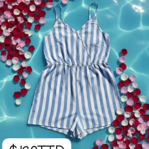 Blue & White Striped Jumpsuite