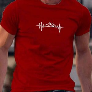 Mountain Ecg T Shirt Summer Men Short Sleeve T-Shirt