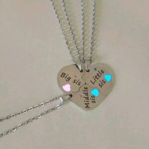 3pcs Glow-in-the-Dark Heart Sister Splicing Pendant Necklace Set