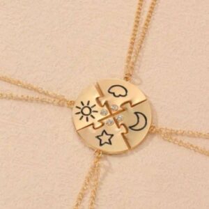 4pcs Rhinestone Decor Star Detail Pendant Necklace