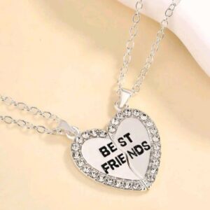 2pcs/set Best Friend Necklace, Heart-shaped Stitching Necklace, For Men Women
