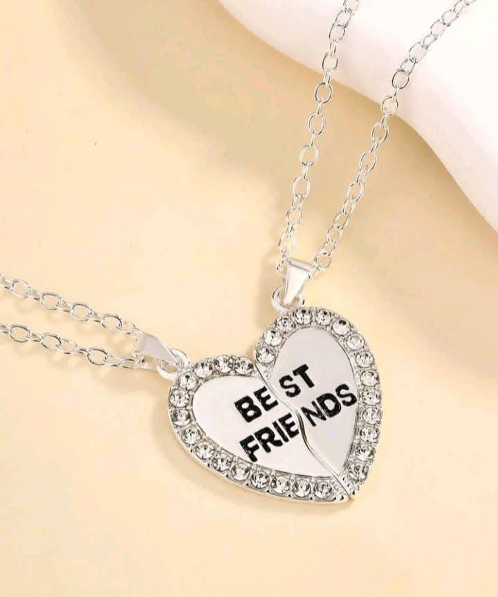 2pcs/set Best Friend Necklace, Heart-shaped Stitching Necklace, For Men Women