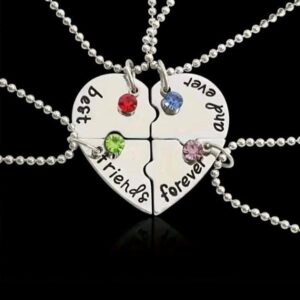 Best Friend 4 Piece Necklace Women Jewelry BFF Friendship Pendant Neck Chain Choker Jewelry For Women
