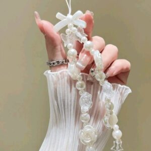 1pc Pink Rose Flower Elegant Bracelet, French-Style Rose Cute Summer Ceramic Style