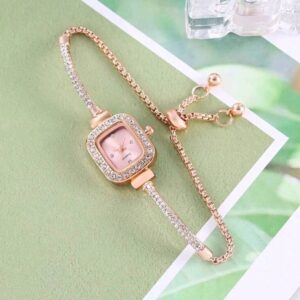 Cute Simple Style Square Bracelet Quartz Watch for Women