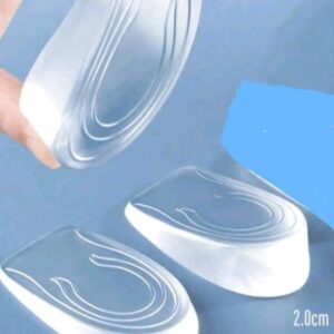 A pair of transparent silicone height-enhancing laces