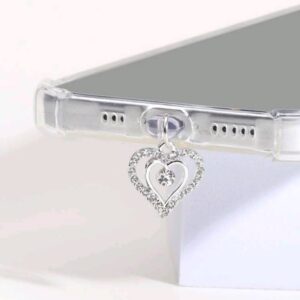 1 PCS Water Diamond Heart Phone Dust Plug Mobile Accessories