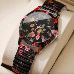 Fashion Elastic Strap Women Watches Flowers Printed Analog Quartz Wristwatches