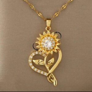 360° Rotatable Decompression Love Sunflower Sunflower Pendant Necklace For Ladies