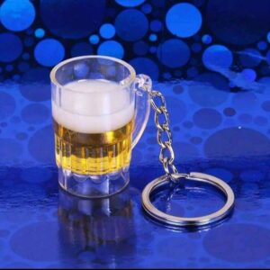 Simulation Beer Mug Glass Quilt Key Chain Tied Beer Mug Chain Popular Ornaments Pendant