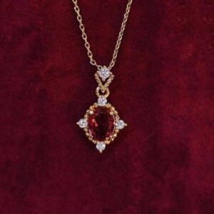 1pc Elegant Vintage-Inspired Pomegranate Red Synthetic Zircon​ Pendant Necklace
