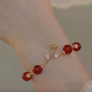 Elegant Red Rose Bell Bracelet