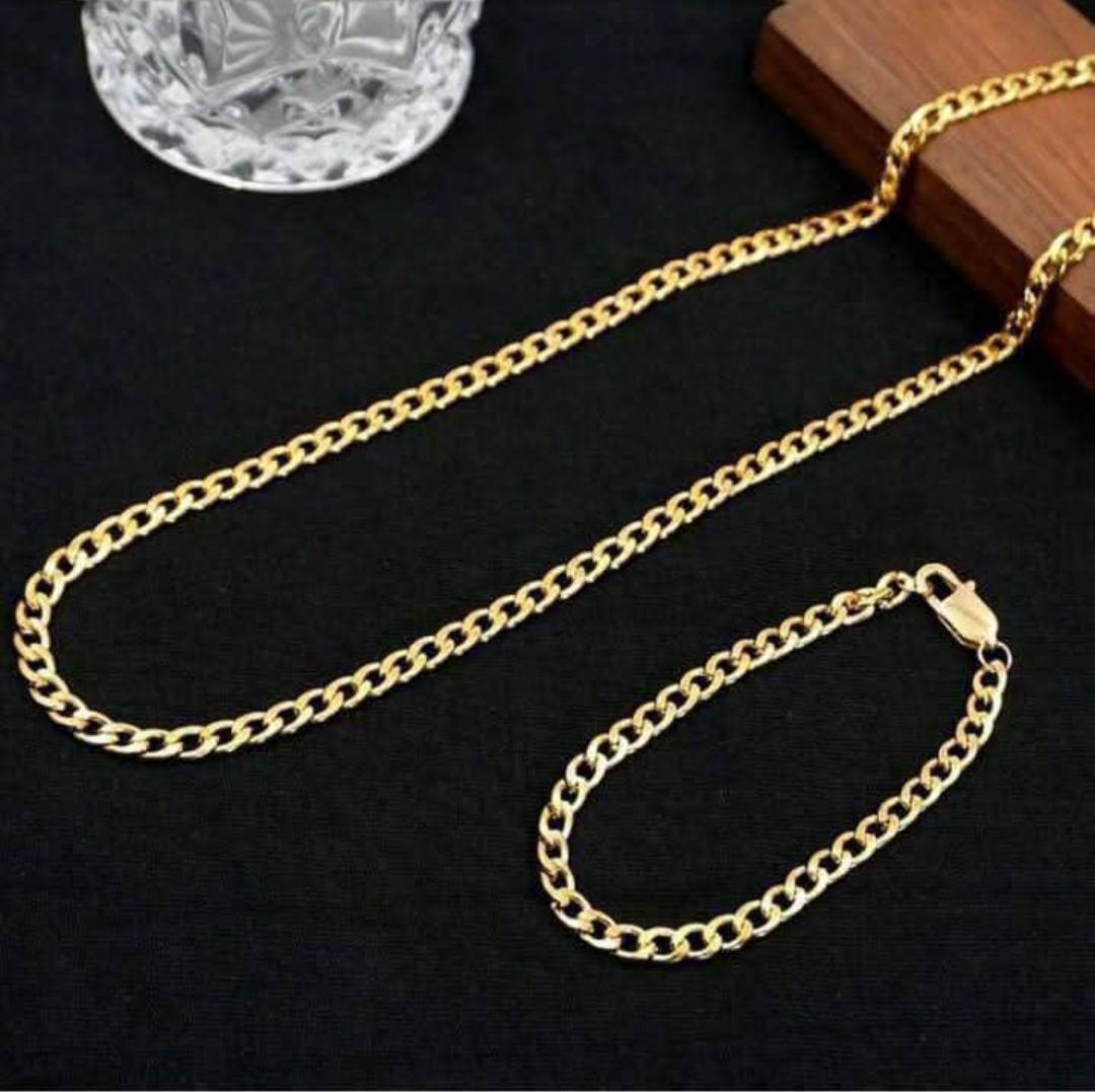 2pcs Simple Titanium Steel Chain Necklace Set