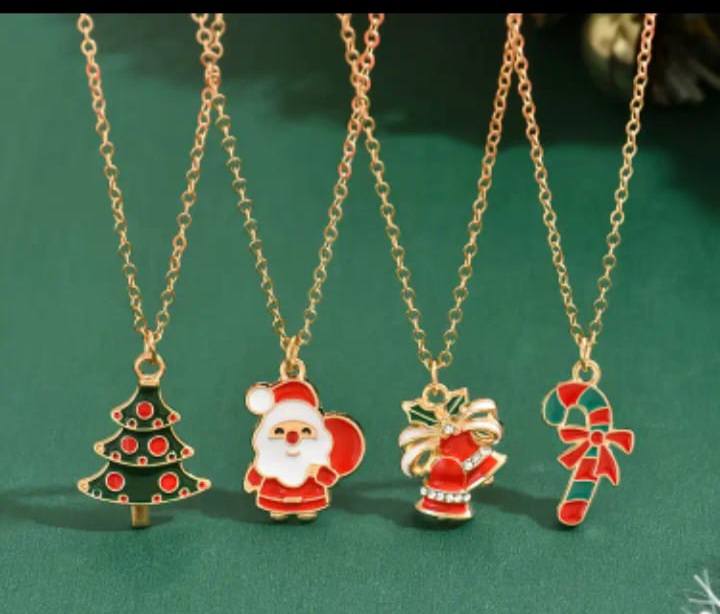 Christmas Necklace Winter Snowflake Santa Claus Tree Bell Pendant Chic Collarbone Chain Versatile Jewelry (Not a set)