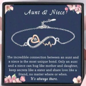 Aunt & Niece Infinity Heartbeat Bracelet with Card and Box