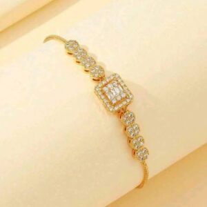 A luxurious, one-piece gemstone-encrusted bracelet