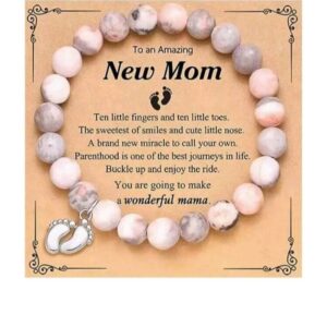New Mom Gifts for Women Natural Stone Beaded Bracelet