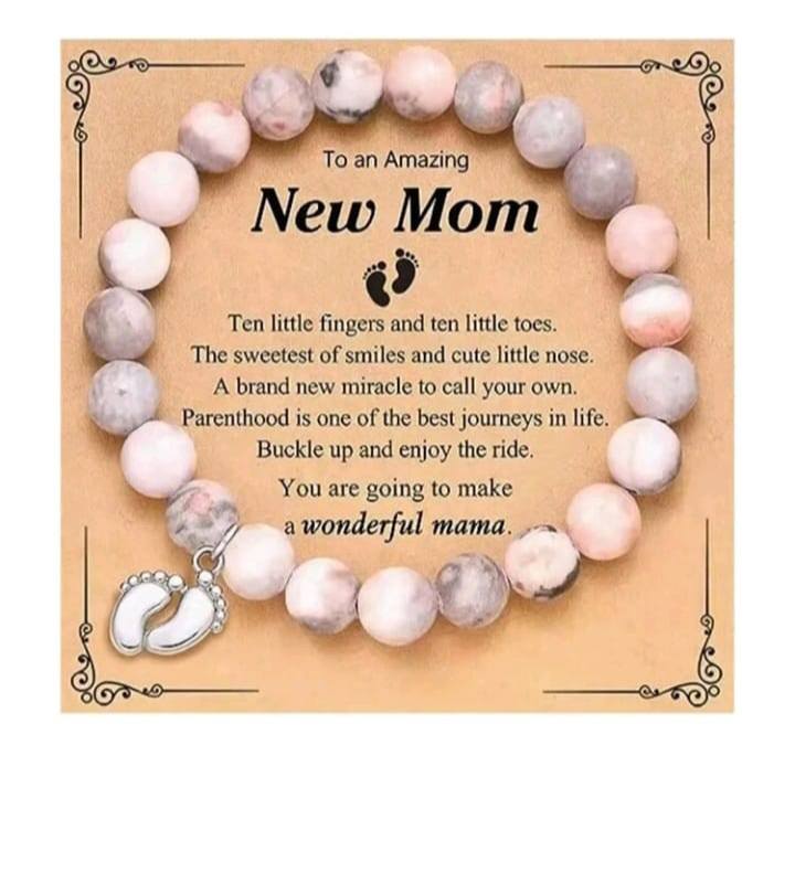 New Mom Gifts for Women Natural Stone Beaded Bracelet