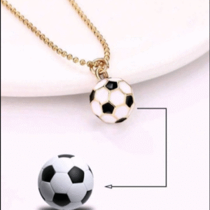 1pc Boys’ 3D Soccer Ball Shaped Zinc Alloy Pendant Necklace