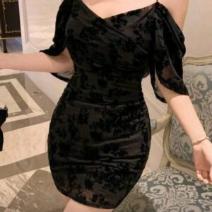 Women’s Velvet Bodycon Dress Evening Dress