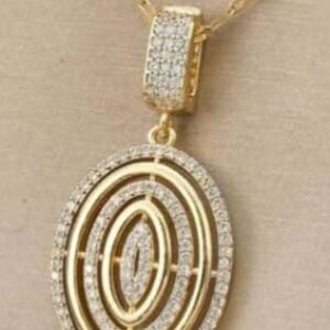 A beautiful, luxurious, jeweled, geometric circle pendant in stainless steel, for women