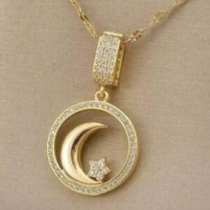 Gold Filled Round Pendant Micro Pavé CZ Moon Charms