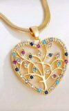 Golden Luxury Stainless Steel Inlaid Rhinestones Heart Happiness Tree