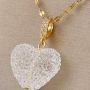 1pc Full Rhinestone Heart Shaped Stainless Steel Necklace For Women
