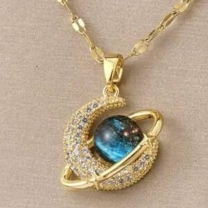 Fashionable Starry Sky, Butterfly & Full Rhinestone Moon Stainless Steel Necklace For Women