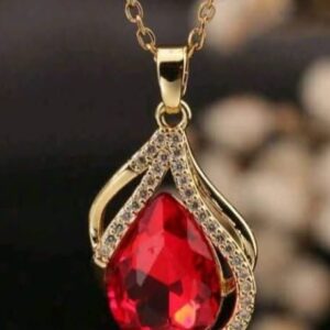 Ruby Pendant Necklace Sparkling Drop Shape Pendant Multicolored Sweater Chain High-end Luxurious Diamond Necklace