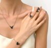Butterfly Pendant Necklace Set, Butterfly Choker, Butterfly Necklace Chain Jewellery, Butterfly Necklace Stud Earrings Bracelet Rings