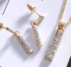 Sparkling Creative Cylindrical Rod Zircon Earrings & Necklace Jewelry Set Ladies
