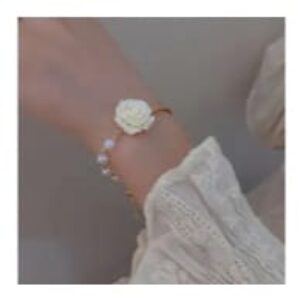 1pc Elegant White Rose Flower Bracelet
