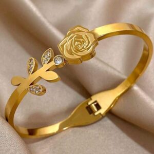 Greatera Rose Flower Leaf Pattern Men Women’s Bracelet