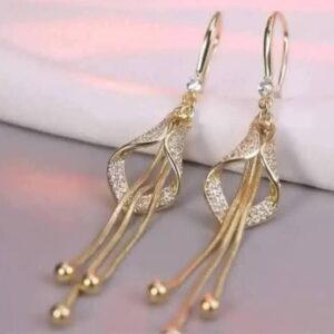 A Pair of Ear Hooks with Golden Tassels