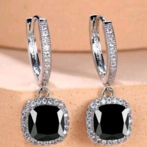 Petite Black and Crystal Drop Earrings
