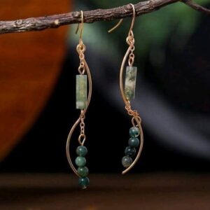 Bohemian Vintage S-Shaped Gemstone Pendant Earrings