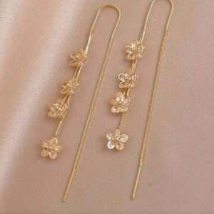 Zirconia Plum Blossom Earrings, 925 Silver Needle Zirconia Dangle Earrings