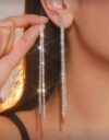 Elegant Long Rhinestone Chain Earrings