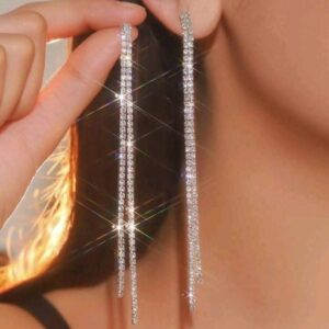Elegant Long Rhinestone Chain Earrings