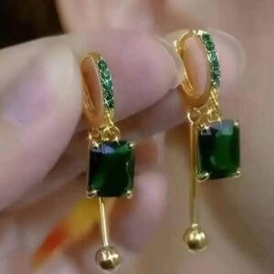 Green square earrings
