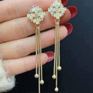 Hoops Style Tassel with Pearl Ladies Long Earrings