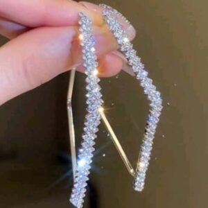 Geometric Rhinestone Hoop Earrings