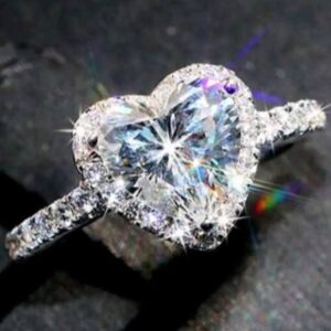 Heart Ring S925 Silver Wedding Engagement Bridal Jewelry Cubic Zirconia Ring