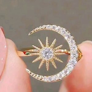 Ring light luxury Synthetic Zirconia moon sun opening female adjustable index ring simple fashion ring