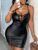 Black Metal Strap Binding Mini Bodycon Dress