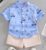 Spring and Summer Boys’ Two-Piece Set: Single-Breasted, Print Top with Solid Color Shorts,
